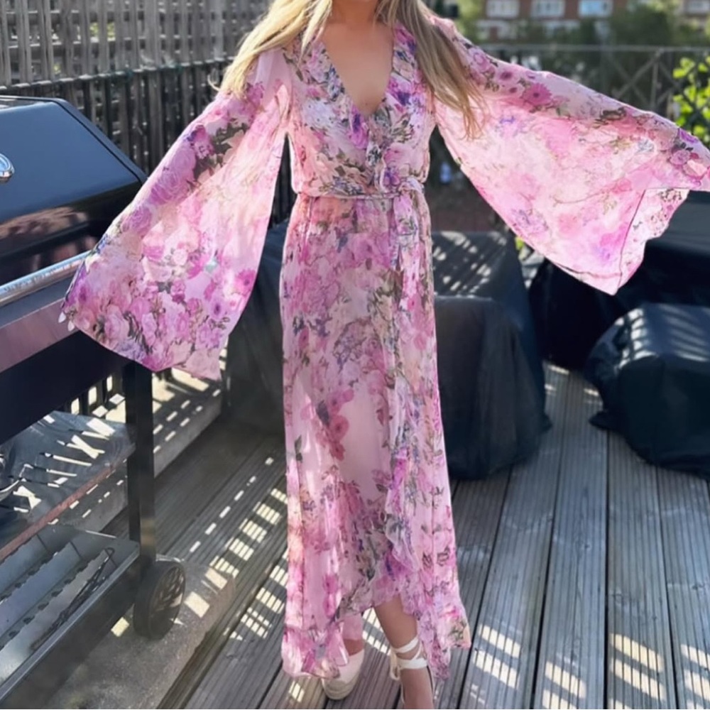 Rococo Sand Pink Floral Maxi Dress